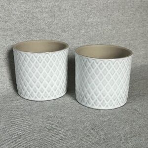 2 White Ceramic Pots